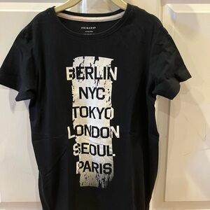 Primark Black Tee with White Logo Detail